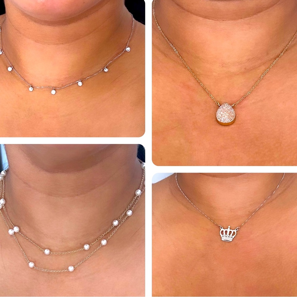 5 cute necklaces , silver 925 and gold plated.
